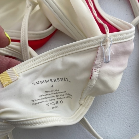 NWT summersalt the high tide white/red/pink bikini top size 4 - Picture 9 of 9